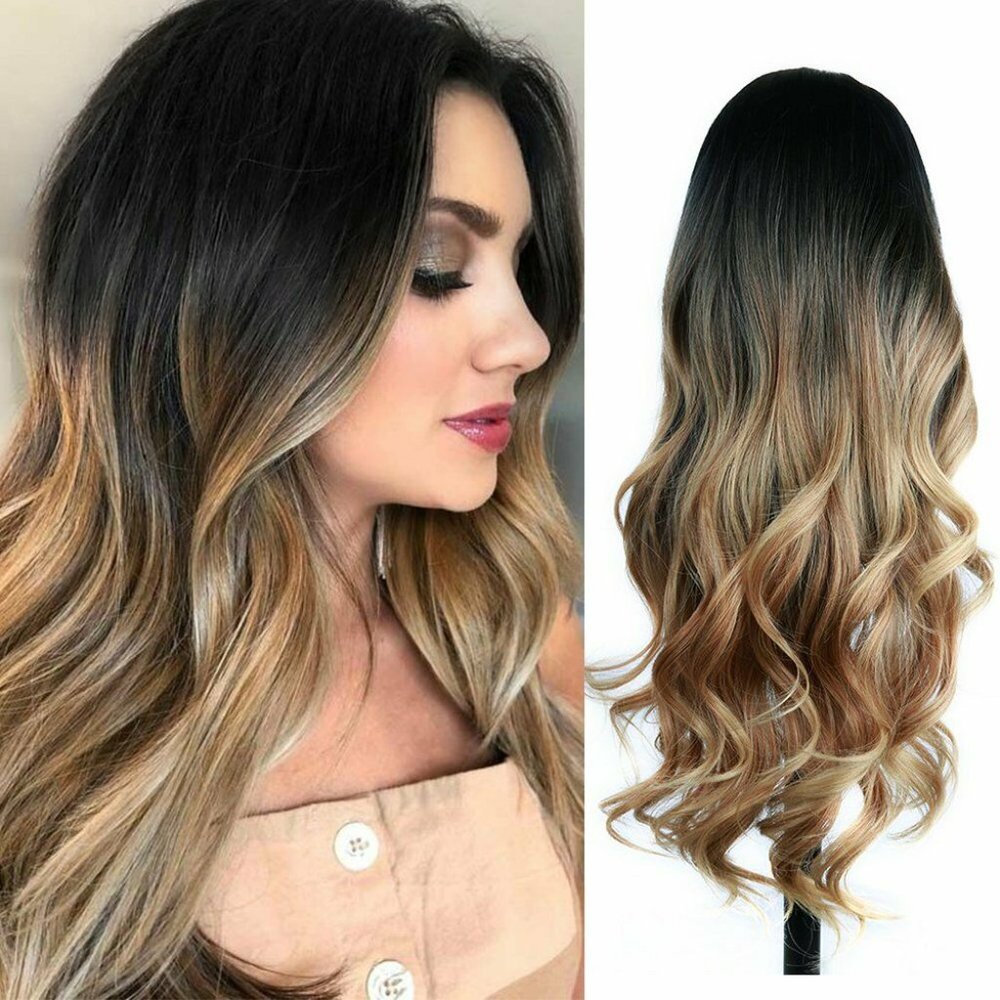 23" Golden Brown Melania-Style Wig Long Wavy Curly